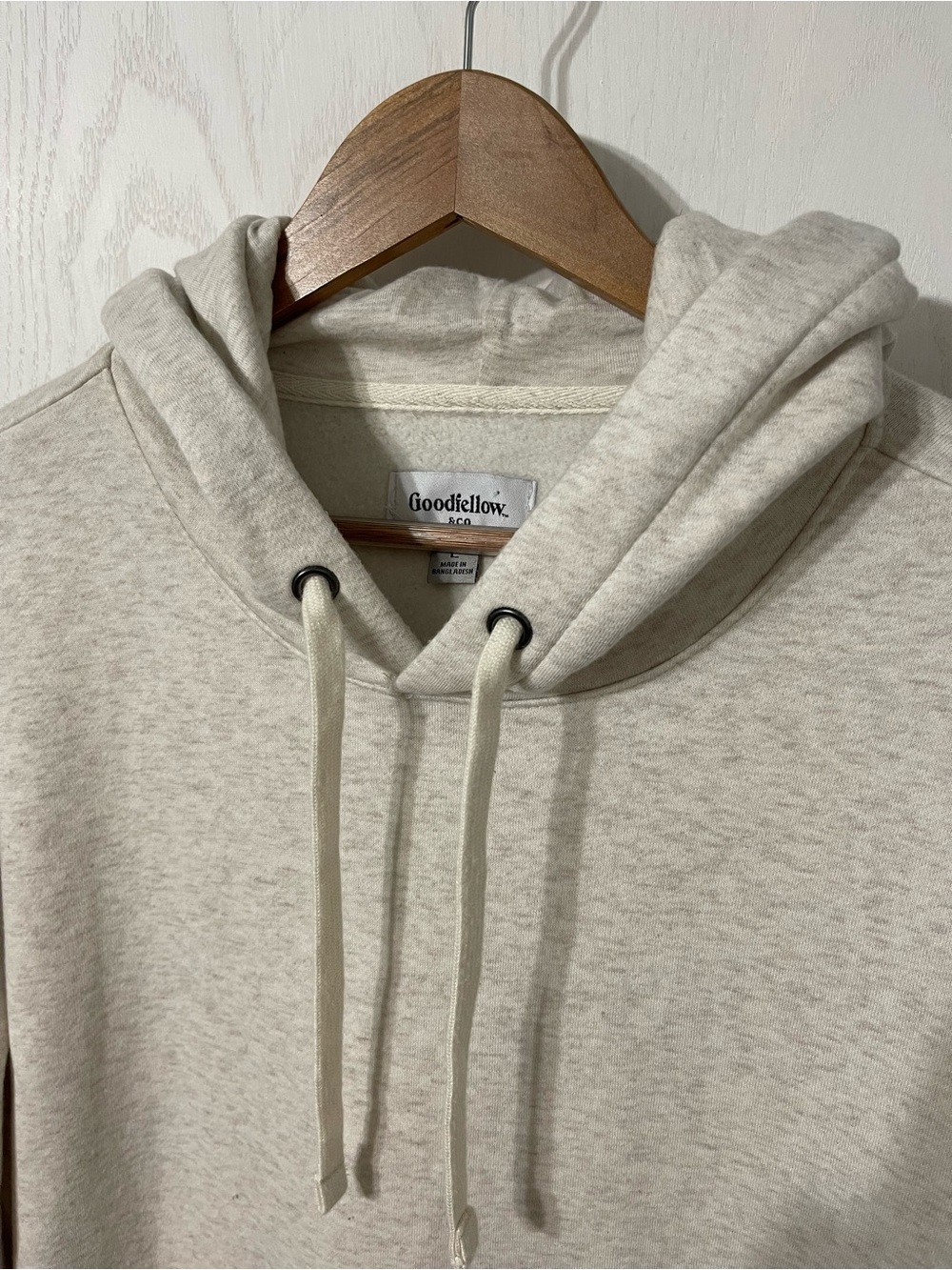 Goodfellow & Co Men's Heather Cream Cotton-Blend Crewneck Hoodie In Size L
